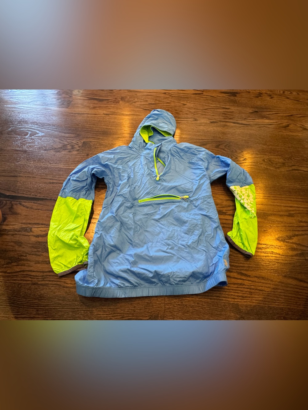Under Armour Blue and Neon Green Kids Hooded Windbreaker